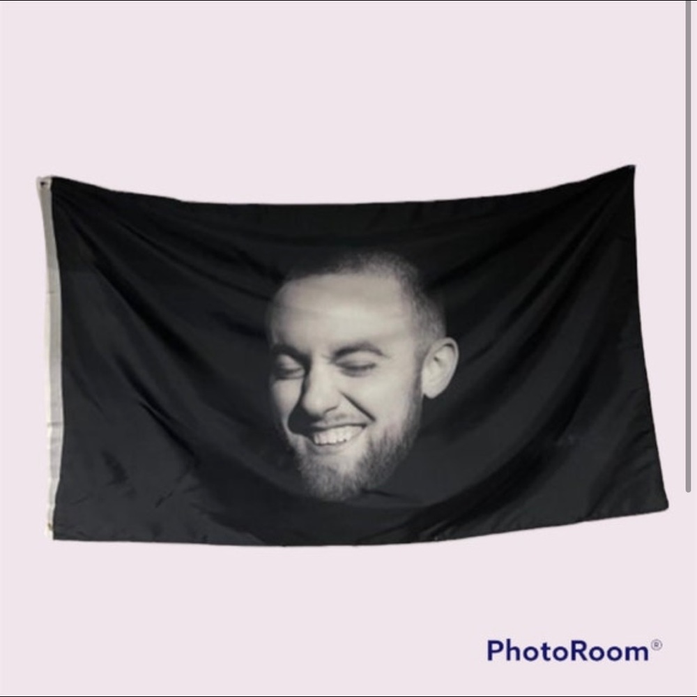 Mac Miller portrait flag banner tapestry poster dorm bedroom artist funny